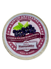 Bar soap Berry Blackcurrant, round in a wooden box 100g