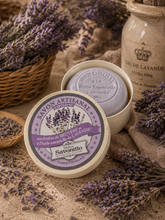 Bar soap, round fragrant genuine Lavender 100g in a pretty wooden box