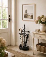 Umbrella stand, black French vintage metal, Provence