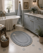 Toilet mat oval pastel Dentelle, 100% cotton
