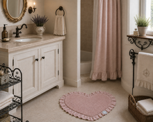 Toilet mat heart-shaped romantic ruffled edge for Paste