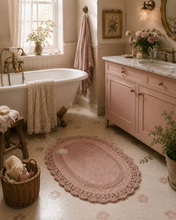 Toilet mat oval pastel Dentelle, 100% cotton