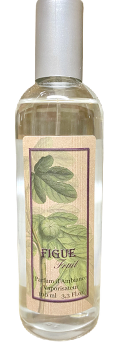 Huonetuoksusuihke Viikuna, provencelainen huonetuoksu-spray pullo 100ml jossa viikunanlehden kuvia etiketissä La Petite Provence