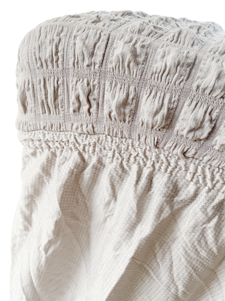 Beige irtopäällinen ruokatuoliin joustavaa ryppyistä kangasta La Petite Provence