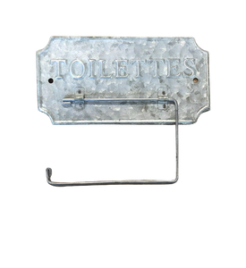 Sinkkinen wc-paperiteline ranskalainen teksti Toilettes harmaata metallia La Petite Provence