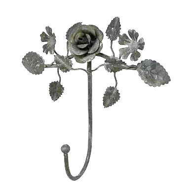 Harmaa romanttinen ja leikkisä ruusukoukku, metallia valkoisella patinalla La Petite Provence