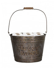 Zinc bucket for storing toilet paper rolls, old-fashioned French
